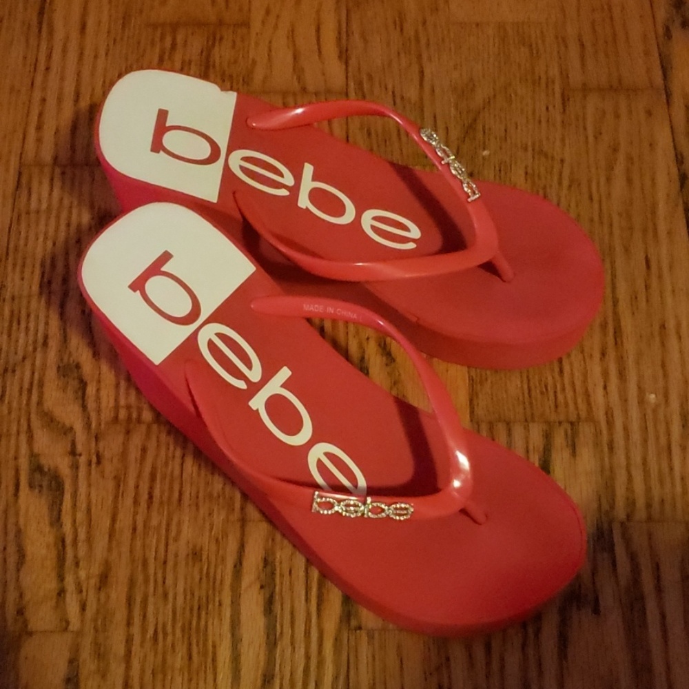 Bebe logo wedge sandals